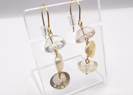 水晶 パール ピアス