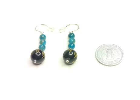 ピアス　オニキス（六字真言）アパタイト
