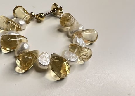 ピアス シトリン パール