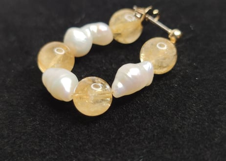 ピアス シトリン パール