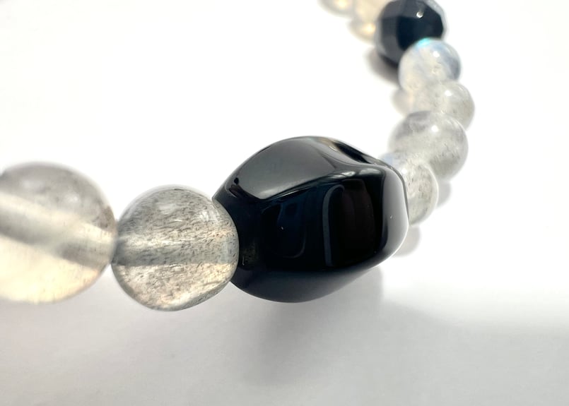 癒しのオルゴナイト❤️オニキス＋ラブラドライトのハート型♡ オニキス ラブラドライト | あじろゆき オンラインショップ