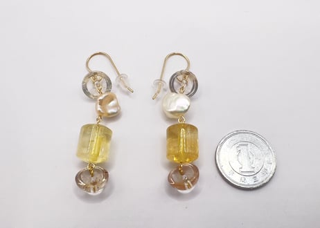 【特別価格】シトリン パール ピアス