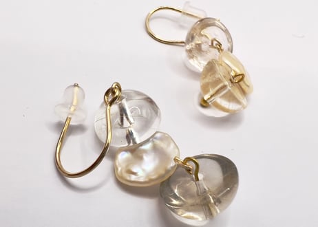 水晶 パール ピアス