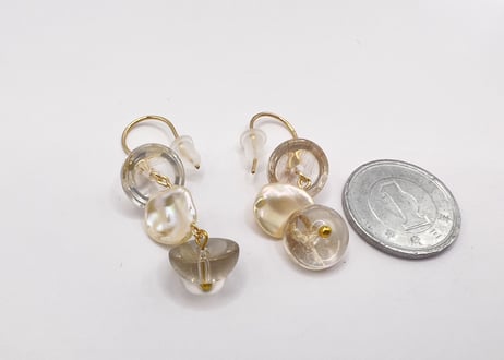 水晶 パール ピアス