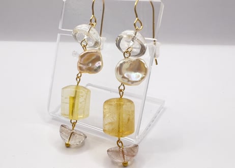 【特別価格】シトリン パール ピアス