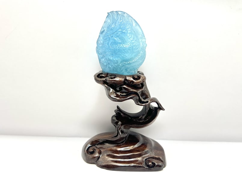 特大サイズの仮面狐は最後!!トロレアイト 北投石 アクアマリン オニキス六字真言 まんまる高品質☆アイオライトサンストーン s1491 | Funky