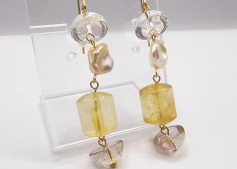 【特別価格】シトリン パール ピアス