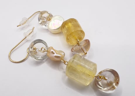 【特別価格】シトリン パール ピアス