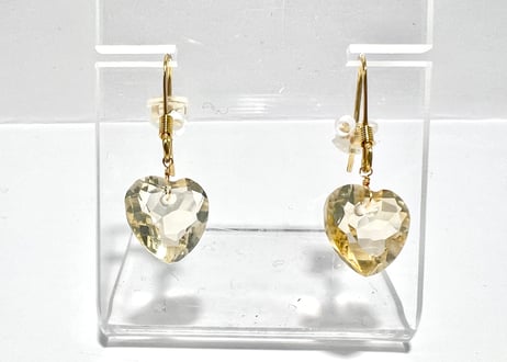 シトリンハートカットピアス