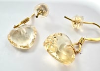 シトリンハートカットピアス