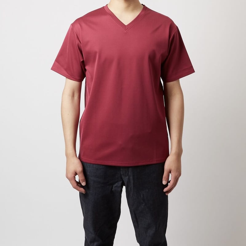 Simple V-neck shirt —Burgundy— シンプルVネックシャツ ー...