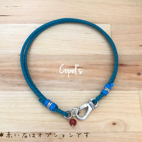 ☆色が選べる☆2連細メッシュの本革ドッグネックレス