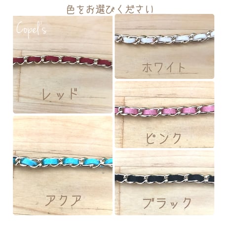 色が選べる♡レザーチェーンのチョーカーネックレス♡パール&ピンクジルコニアチャーム付き