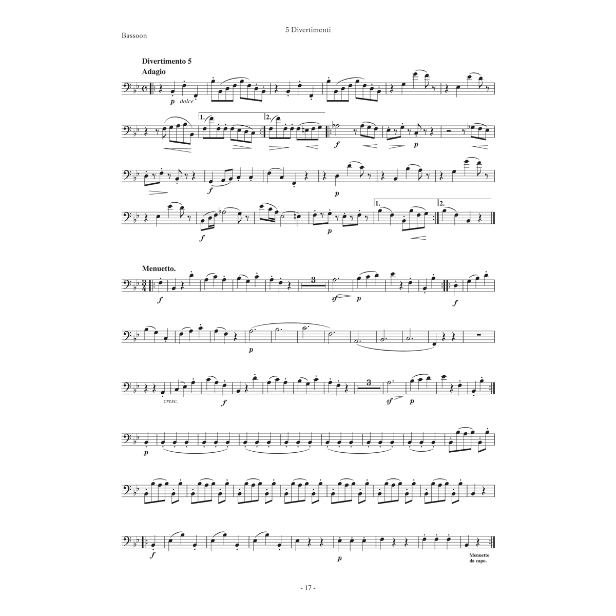 5つのディベルティメント ~ 2本のクラリネットとバスーンの為の