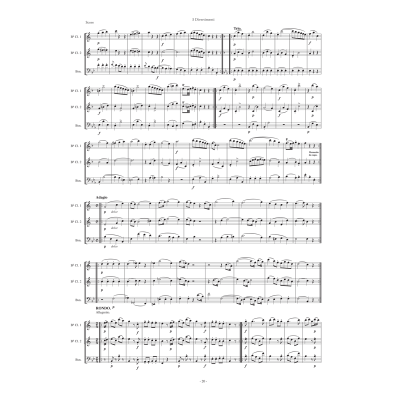 5つのディベルティメント ~ 2本のクラリネットとバスーンの為の