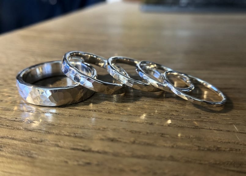 市松　リング　シルバー　槌目模様　槌目加工　約2号 槌目の指輪 / 約3.5mm幅 | DearStock