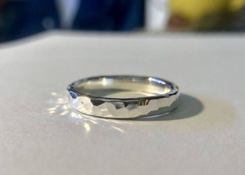 槌目極厚3連リング　オーダー　ハンドメイド　SILVER 槌目の指輪 / 約3.5mm幅 | DearStock