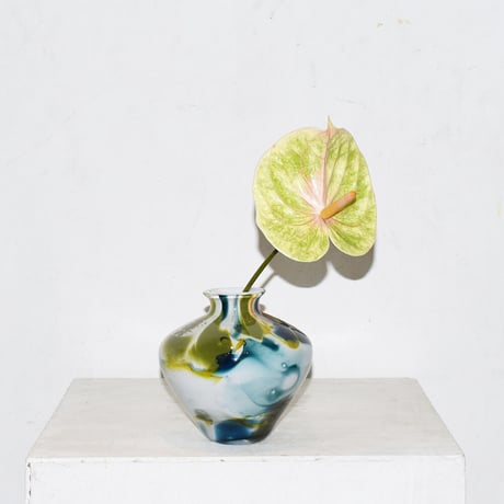 Marble bottle flower vase(W14×H14)/BLUE
