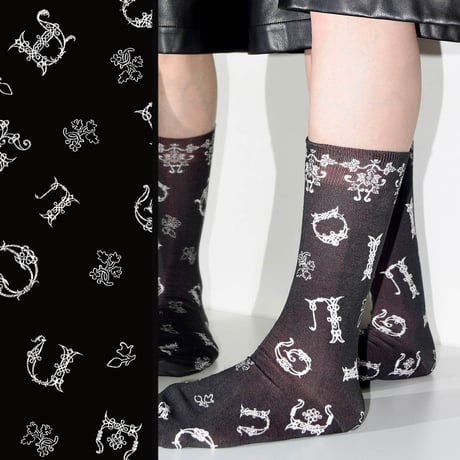 Tabio × DILIGENCE PARLOUR / 刺繍柄BLACK