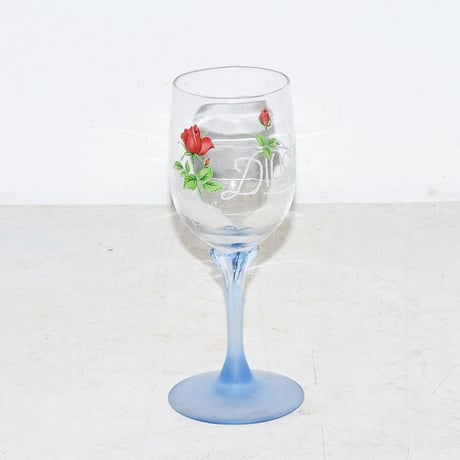 Glass with a picture of roses【Blue】