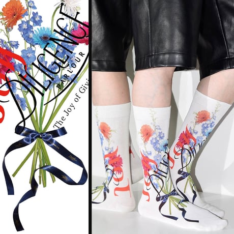 Tabio × DILIGENCE PARLOUR / ブーケ柄WHITE