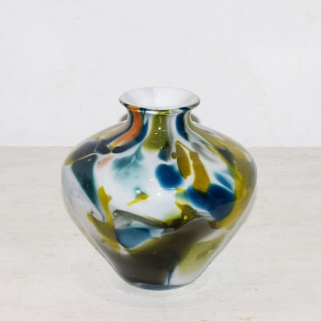 Marble bottle flower vase(W14×H14)/BLUE
