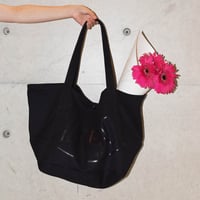 Canvas logo tote bag / BLACK
