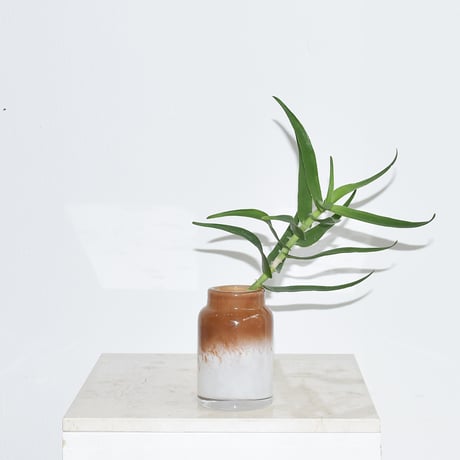 Flower vase(W8×H12) / WHITE×BROWN
