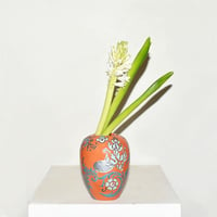Flower Drawing Pottery Vase(W10×H13)/ORANGE