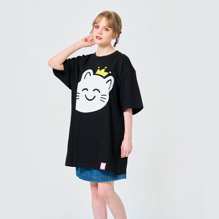 おおきいなるせねこTシャツ(きんぐ)ブラック | だいふくやさん