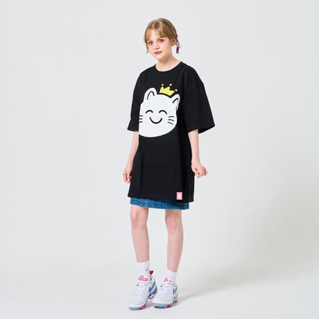 おおきいなるせねこTシャツ(きんぐ)ブラック