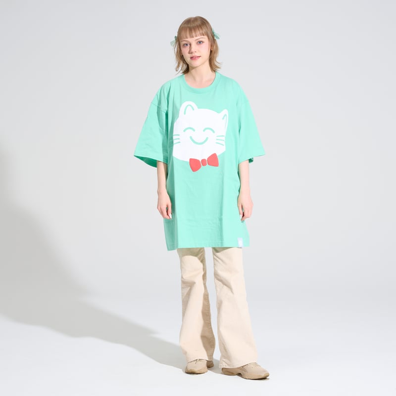 おおきいなるせねこTシャツ(くい～ん)ミント | だいふくやさん