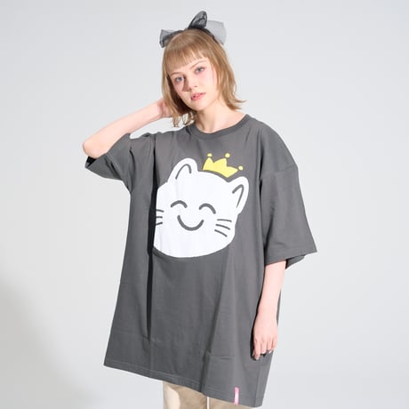 おおきいなるせねこTシャツ(きんぐ)  チャコール