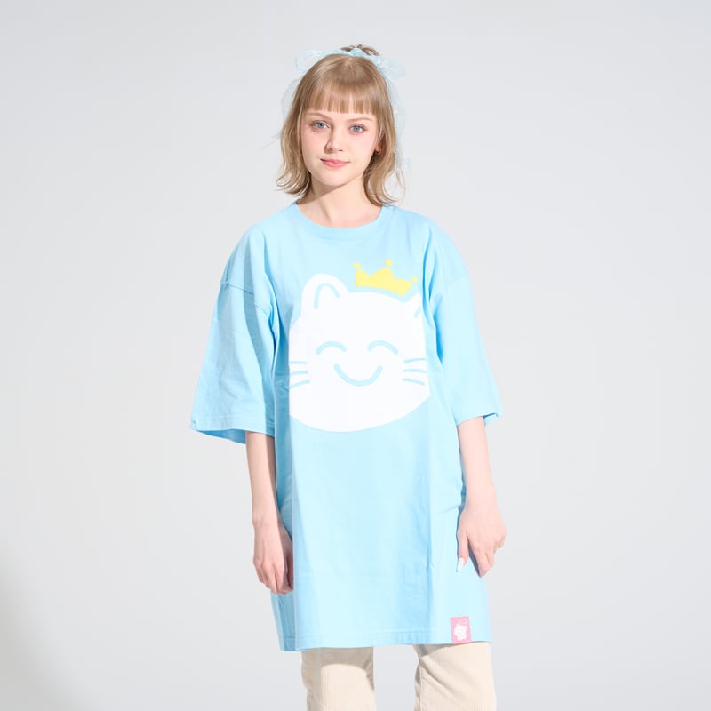 ネコジャ様 おおきいなるせねこTシャツ(きんぐ) ライトブルー | だいふくやさん