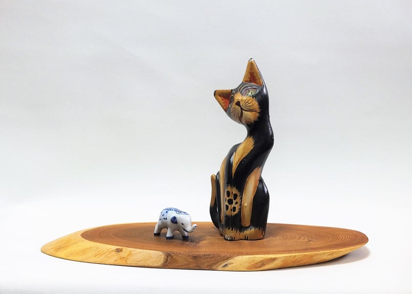 天然木花台・飾り台 No.17 エンジュの天然木斜め輪切り（KD-24