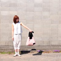 黒リボンの帆布バッグ/pale pink