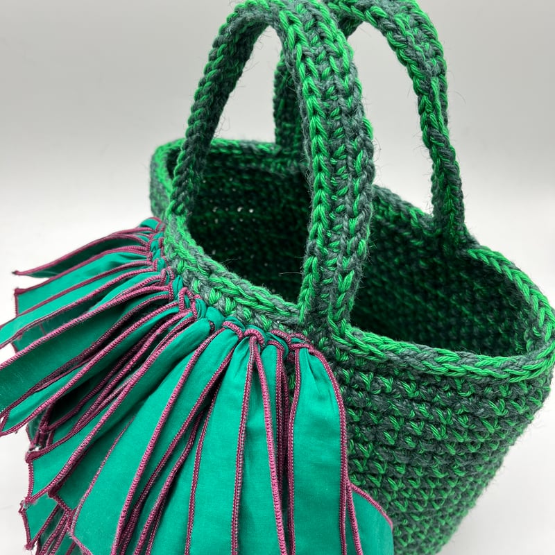 コットン糸トートバッグ 巻きフリンジ green | tnkstk
