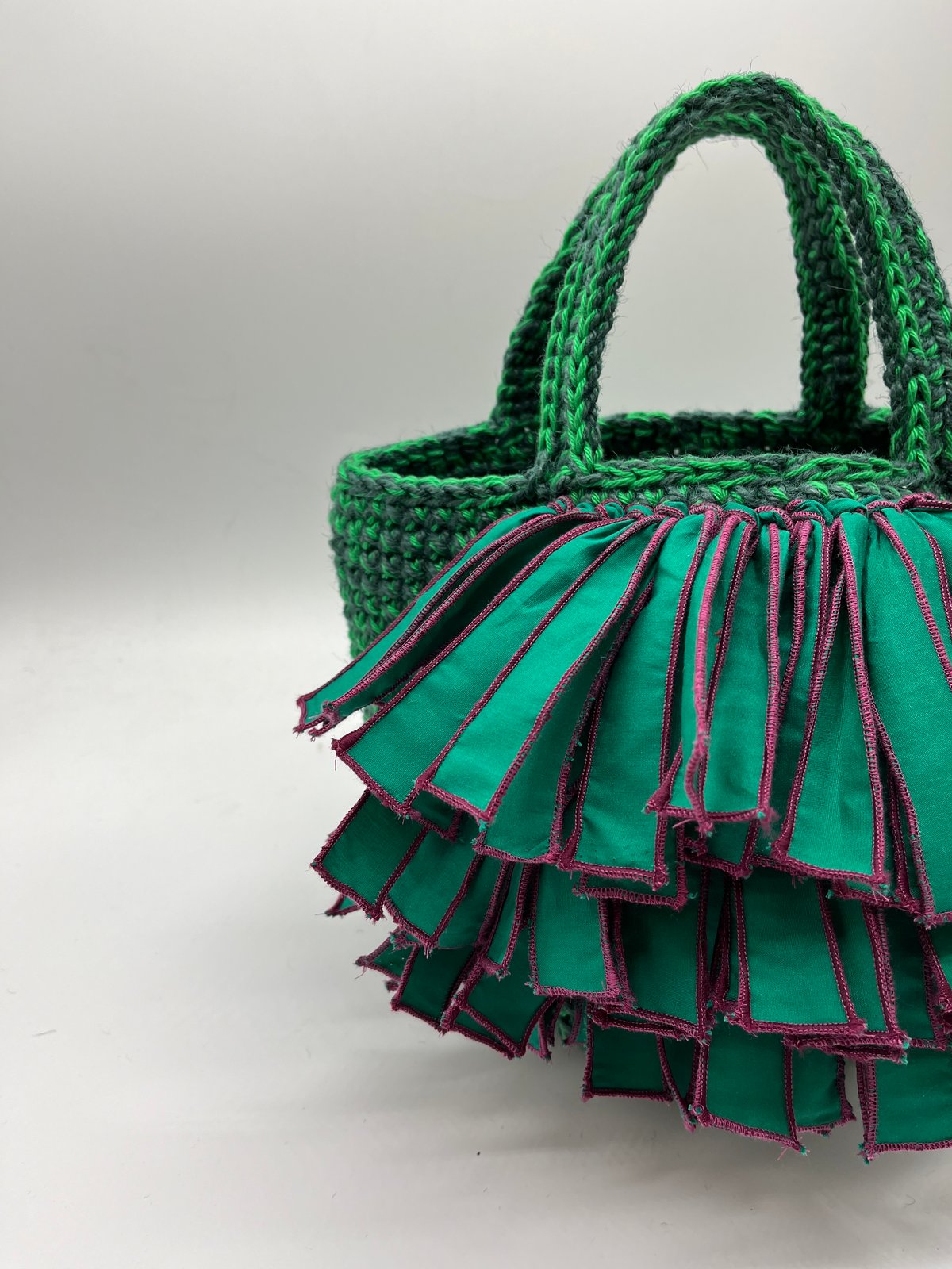 コットン糸トートバッグ 巻きフリンジ green | tnkstk