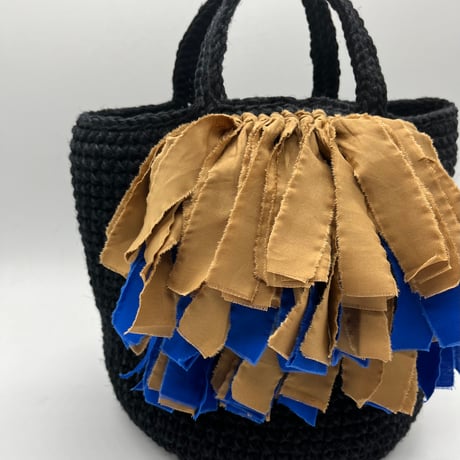 新品tnkstk/コットン糸トートバッグ フリンジ コットン糸トートバッグ 巻きフリンジ black | tnkstk