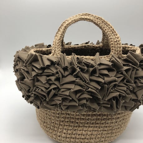 コットン糸トートバッグ   フリル