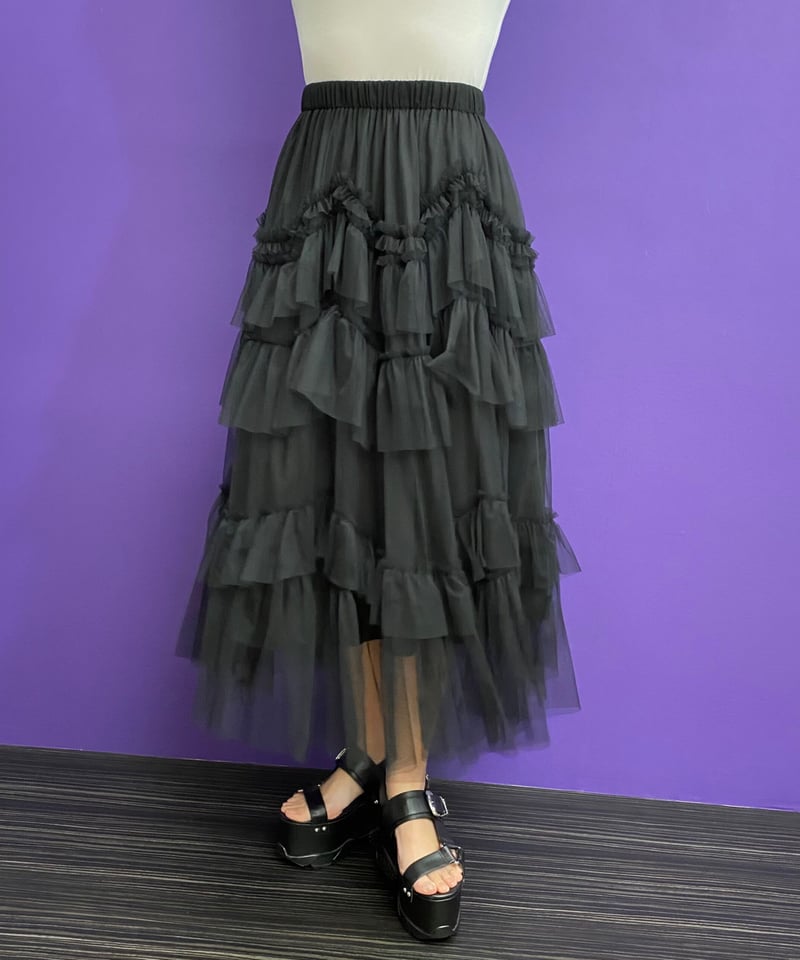 チャコット　ウエストフリルチュールスカート　ブラック　M チャコット ウエストフリルチュールスカート ブラック M Chacott