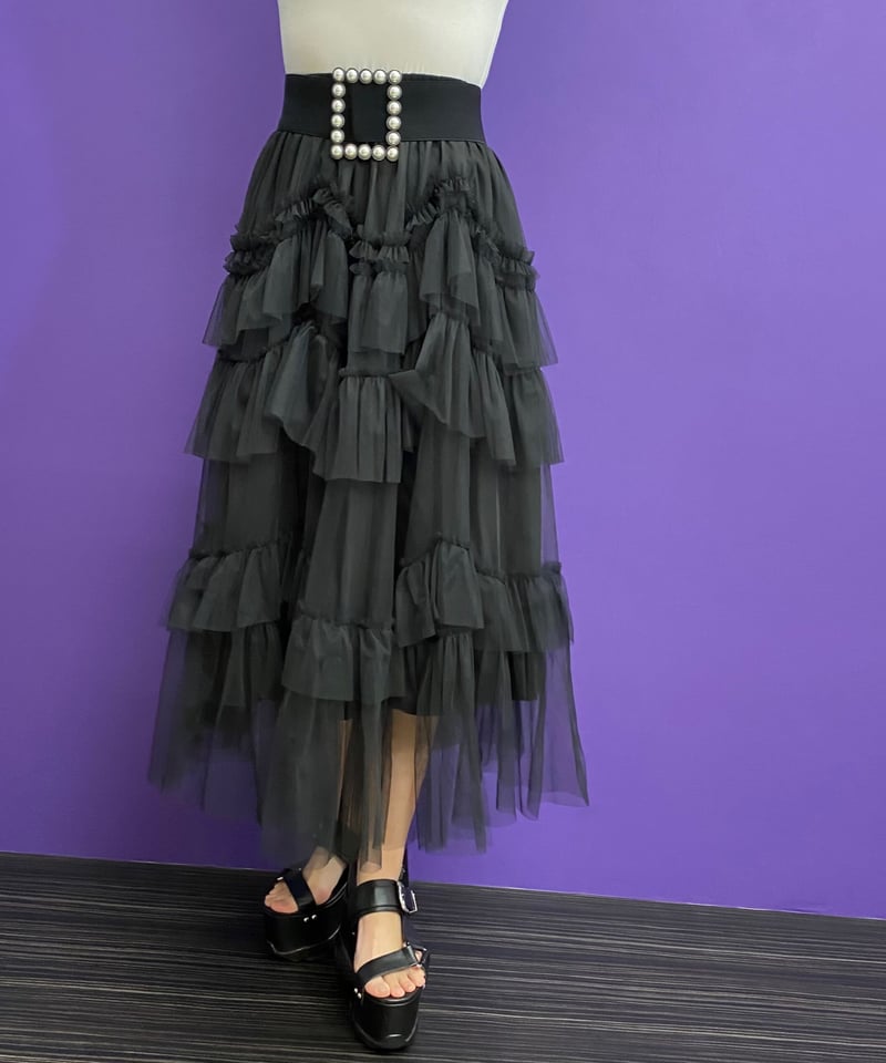 ウェーブフリルチュールスカート | Camellia