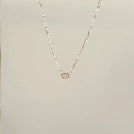 Pink heart pearl necklace【R0434】