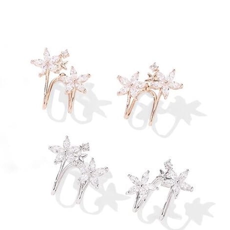 petit twin flower ear cuff【R0157】