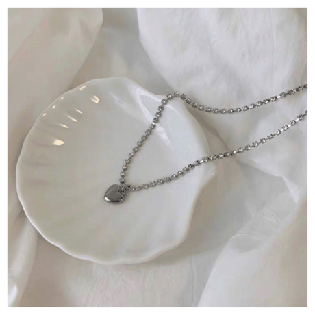 Silver heart necklace【R0181】