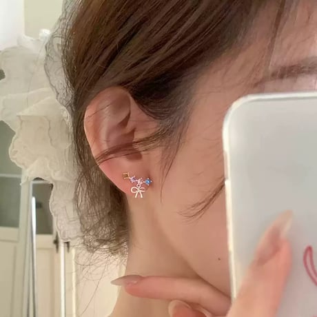 Ribbon colorful stone pierce【R0528】