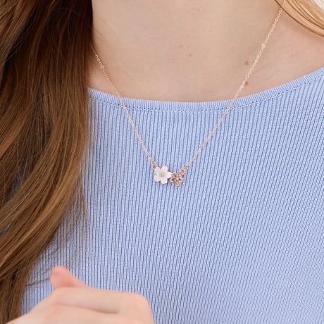 DOUBLE FLOWER NECKLACE【R0396】
