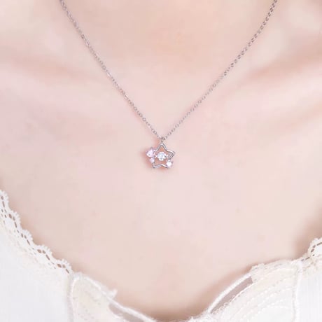 Star pink stone necklace【R0440】