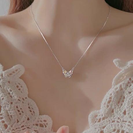 Colorful stone butterfly necklace【R0349】