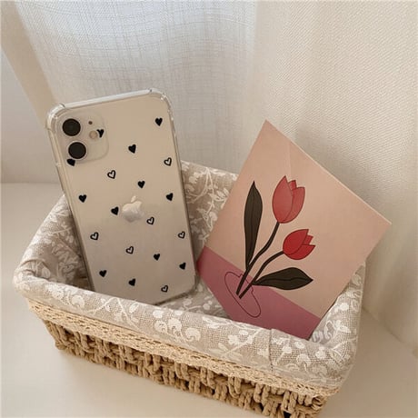 モノクロドットハート♡スマホケース【C0158】